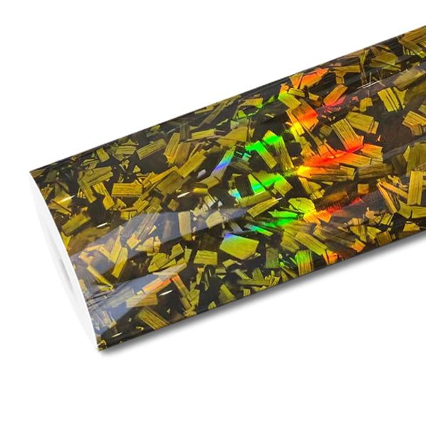 Mallcas™ Rainbow Gold Forged Carbon Vinyl Wrap (PET Liner)