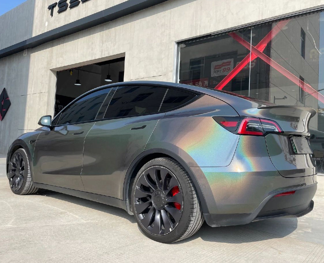 Mallcas™ Glossy Laser Grey Vinyl Wrap