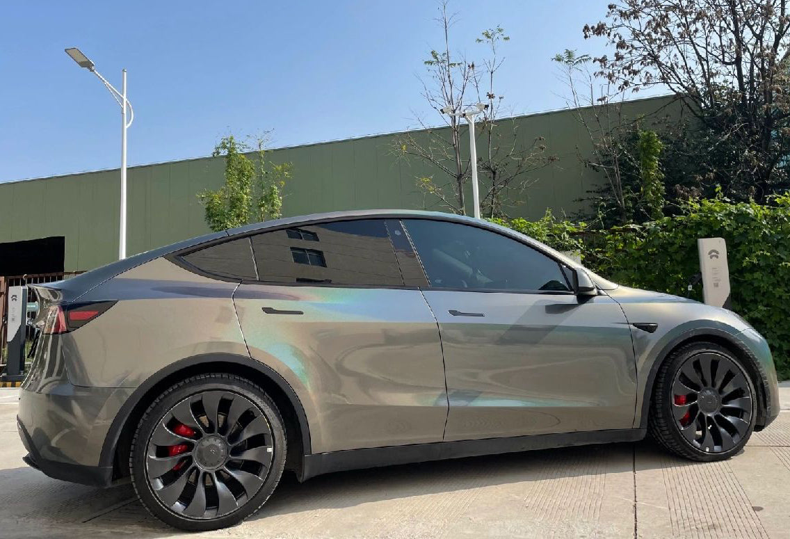 Mallcas™ Glossy Laser Grey Vinyl Wrap
