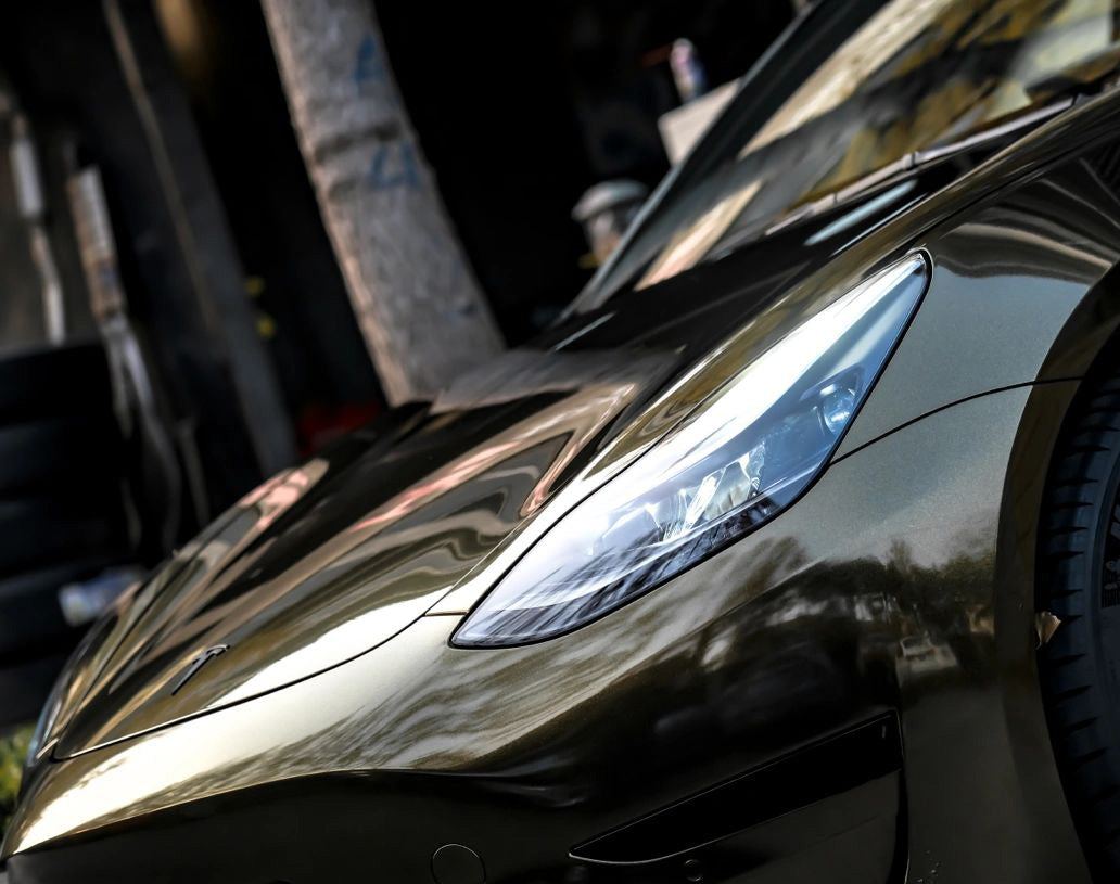 Mallcas™ Glossy Metallic Ghost Midnight Gold Vinyl Wrap (PET Liner)