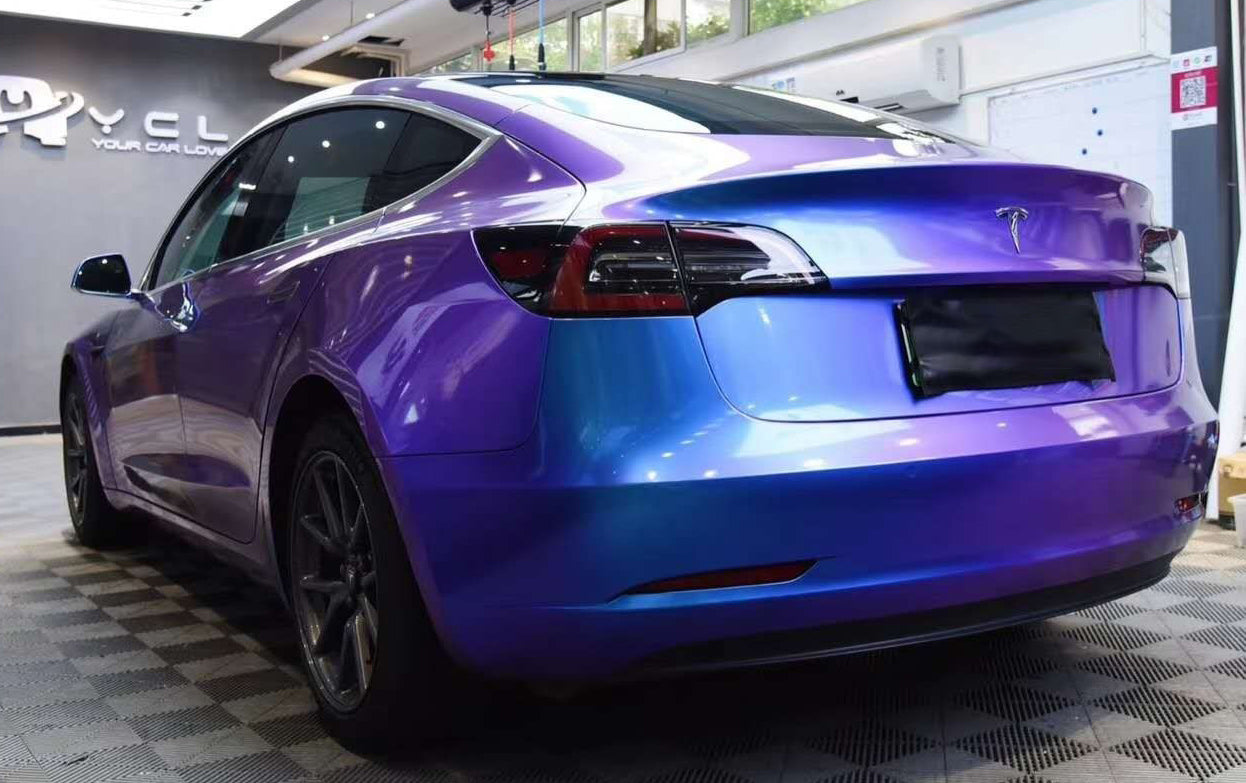 Mallcas™ Glossy Auroral Blue Purple Vinyl Wrap (PET Liner)