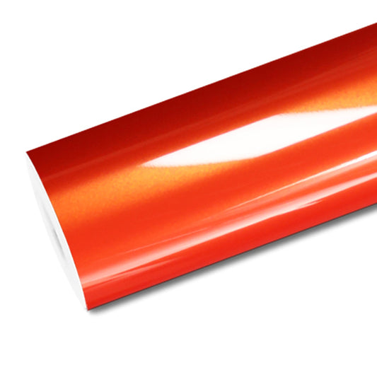 Mallcas™ Glossy Metallic Flame Orange Vinyl Wrap (PET Liner)