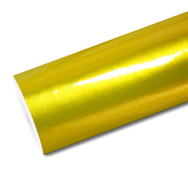 Mallcas™ Glossy Metallic Austin Yellow Vinyl Wrap (PET Liner)