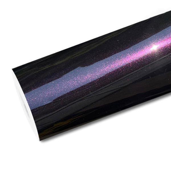 Mallcas™ Ultra Gloss Metallic Glitter Black Purple Vinyl Wrap (PET Liner)