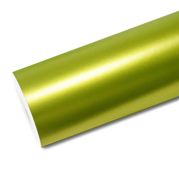 Mallcas™ Satin Metallic Lemon Green Vinyl Wrap (PET Liner)