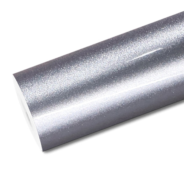Mallcas™ Glossy Metallic Fleuret Silver Vinyl Wrap (PET Liner)