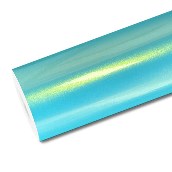 Mallcas™ Glossy Candy Metallic Neon Ice Blue Vinyl Wrap (PET Liner)