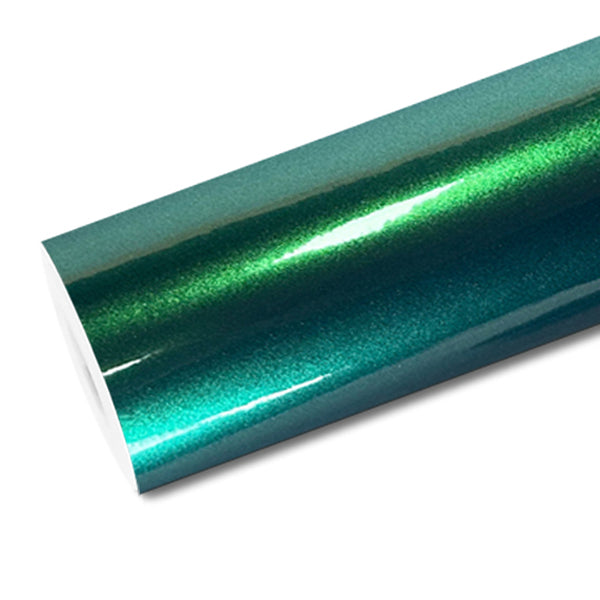 Mallcas™ Glossy Candy Metallic Neon Blackish Green Vinyl Wrap (PET Liner)