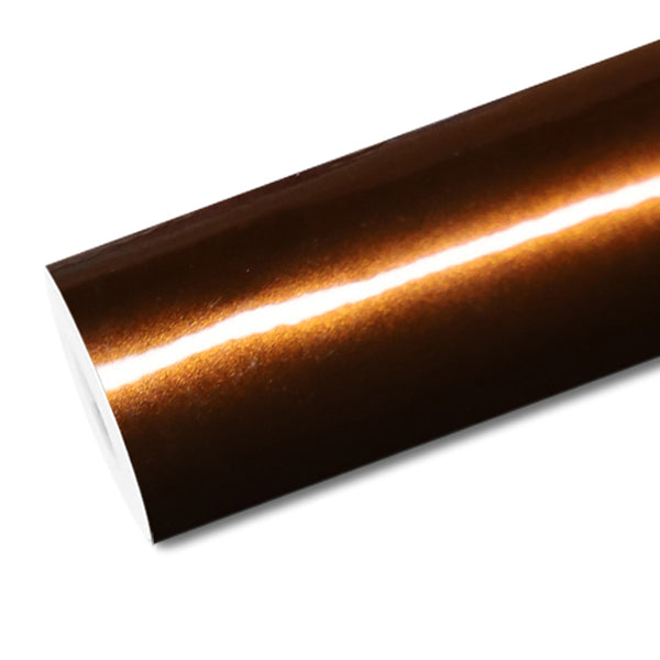 Mallcas™ Glossy Metallic Amber Brown Vinyl Wrap (PET Liner)