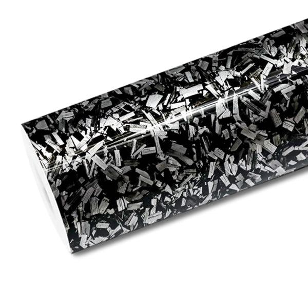 Mallcas™ Glossy Forged Carbon Silver Vinyl Wrap (PET Liner)