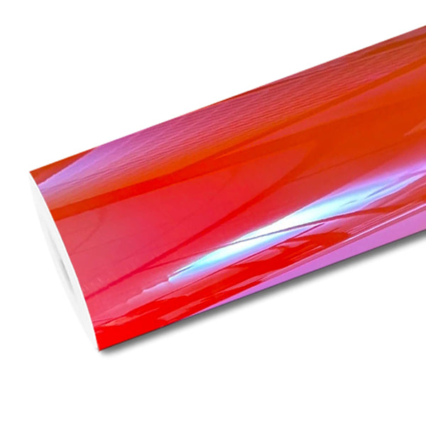Mallcas™ Glossy Rainbow Chrome Red Vinyl Wrap (PET Liner)