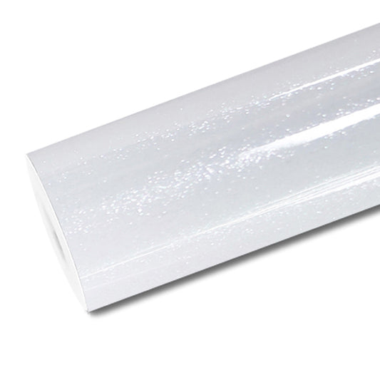 Mallcas™ Glossy Sparkle White Vinyl Wrap (PET Liner)