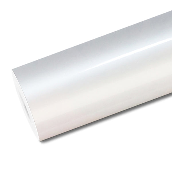 Mallcas™ Glossy Metallic Crescent White Vinyl Wrap (PET Liner)