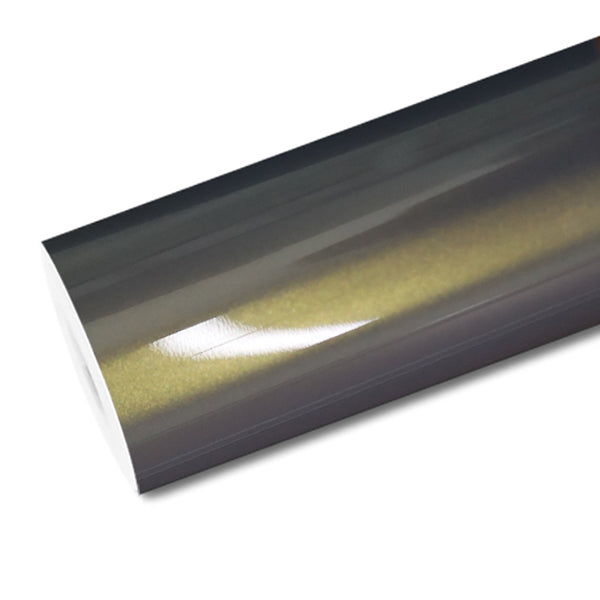 Mallcas™ Color Shift Gloss Metallic Gray Gold Vinyl Wrap (PET Liner)
