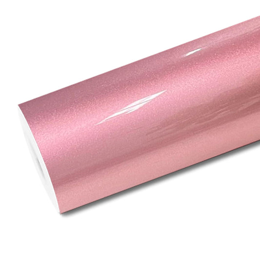 Mallcas™ Glossy Metallic Pink Gold Vinyl Wrap (PET Liner)