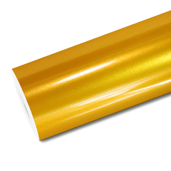 Mallcas™ Glossy Metallic Golden Yellow Vinyl Wrap (PET Liner)