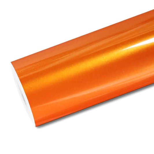 Mallcas™ Glossy Metallic Racing Golden Orange Vinyl Wrap (PET Liner)