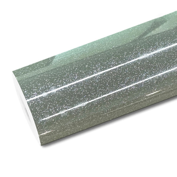 Mallcas™ Glossy Diamond Glitter Armored Green Vinyl Wrap (PET Liner)