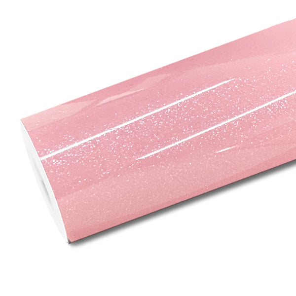 Mallcas™ Glossy Diamond Glitter Peach Pink Vinyl Wrap (PET Liner)