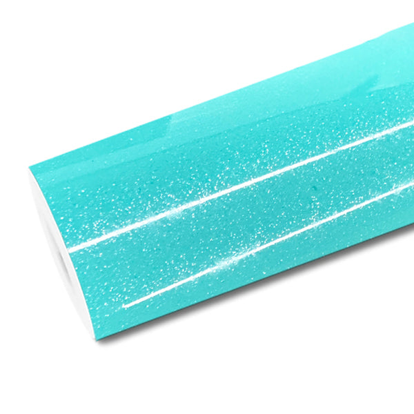 Mallcas™ Glossy Diamond Glitter Tiffany Blue Vinyl Wrap (PET Liner)