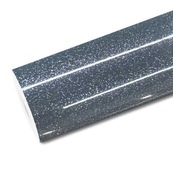Mallcas™ Glossy Diamond Glitter Nardo Gray Vinyl Wrap (PET Liner)