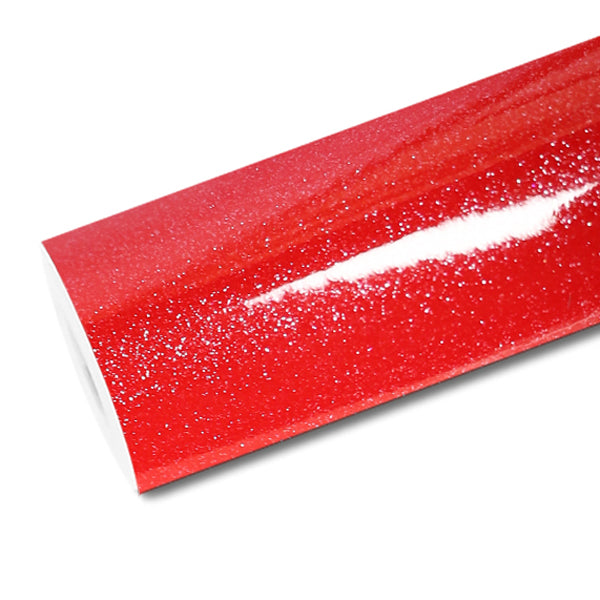 Mallcas™ Glossy Diamond Glitter Red Vinyl Wrap (PET Liner)