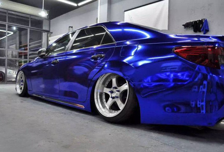 Mallcas™ Mirror Chrome Blue Vinyl Wrap (PET Liner)