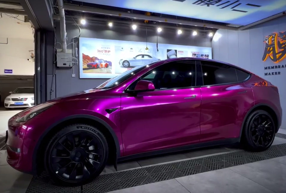 Mallcas™ Glossy Metallic Pearl Purple Vinyl Wrap (PET Liner)