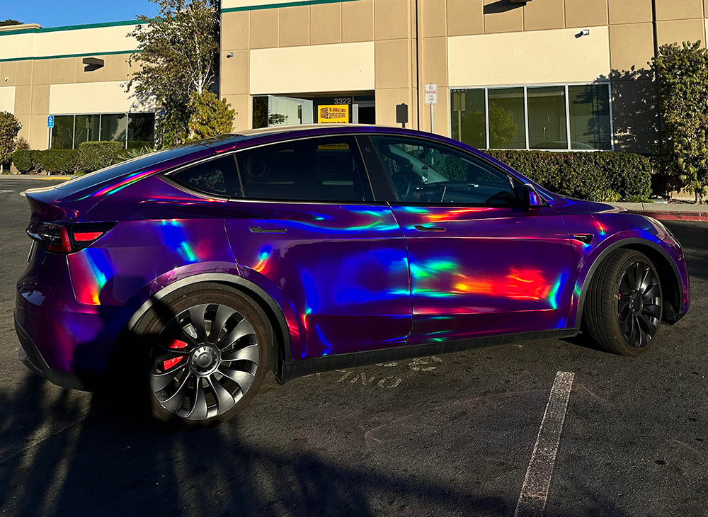 Mallcas™ Holographic Chrome Purple Vinyl Wrap (PET Liner)