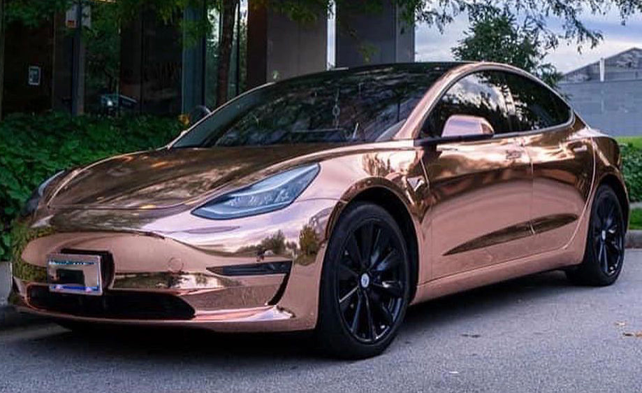 Mallcas™ Mirror Chrome Rose Gold Vinyl Wrap (PET Liner)