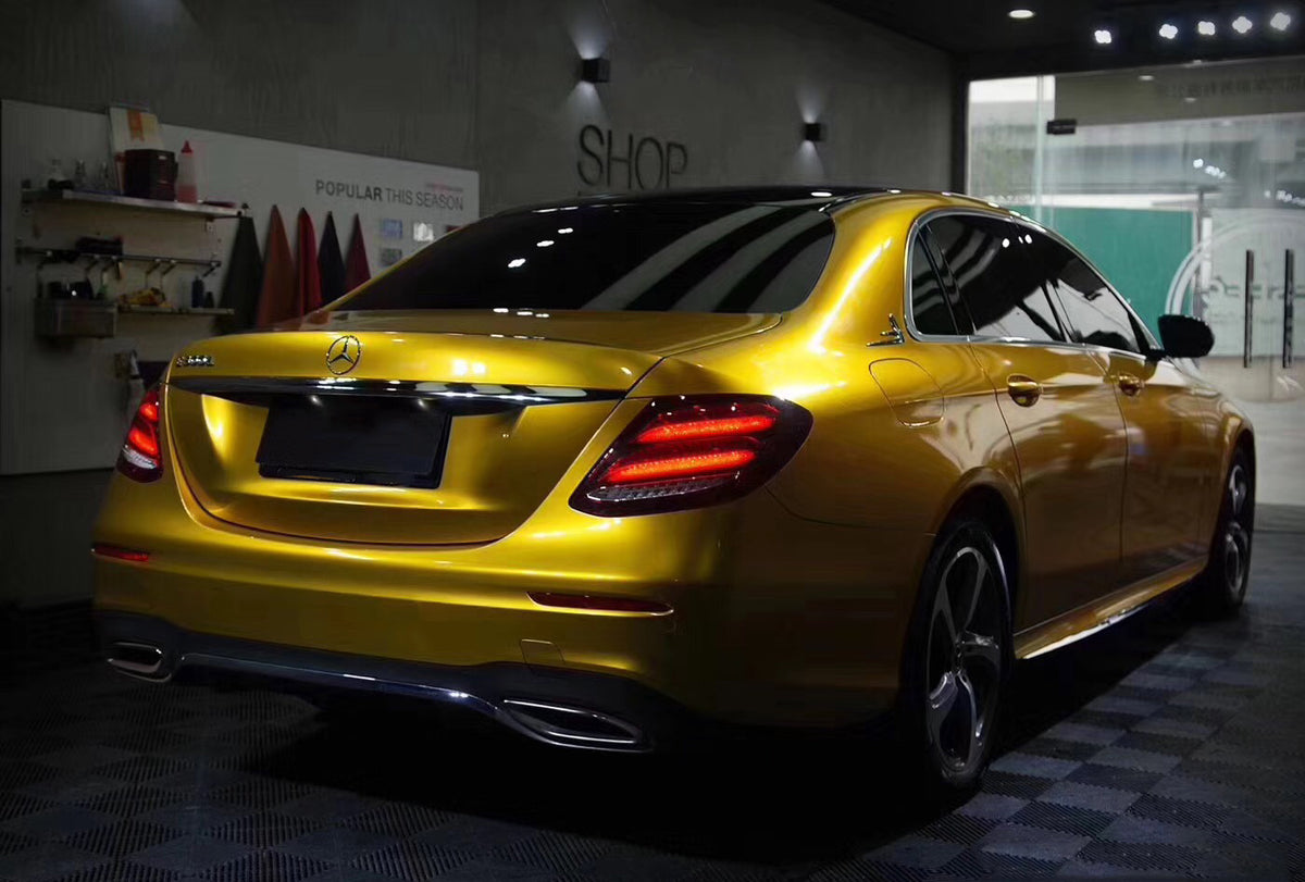 Mallcas™ Glossy Metallic Amber Gold Vinyl Wrap (PET Liner)