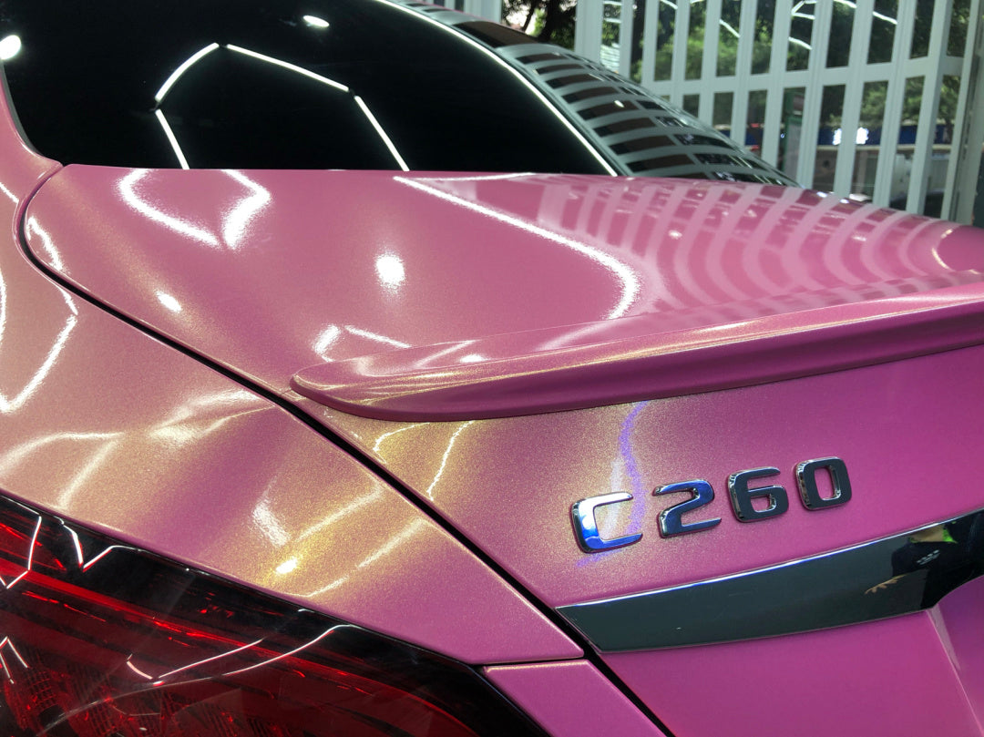 Mallcas™ Glossy Diamond Gold Pink Vinyl Wrap (PET Liner)