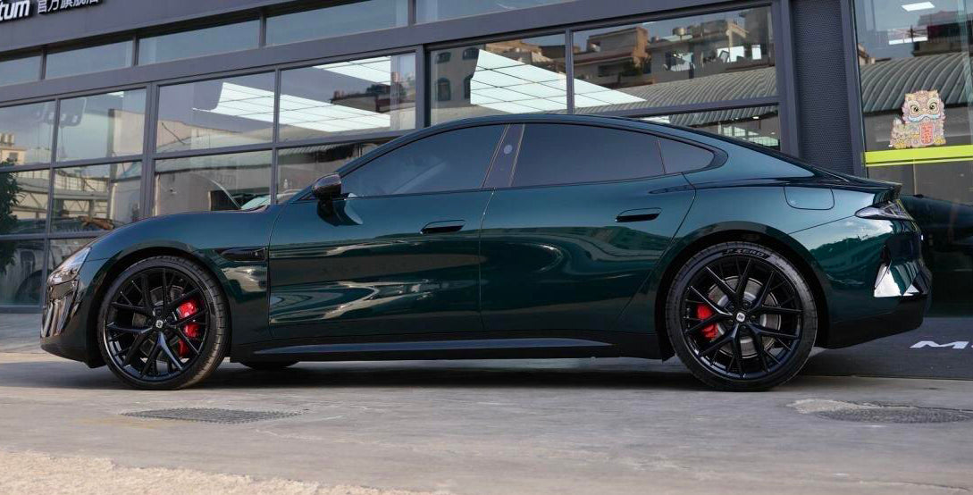 Mallcas™ Glossy Metallic Indigo Green Vinyl Wrap (PET Liner)