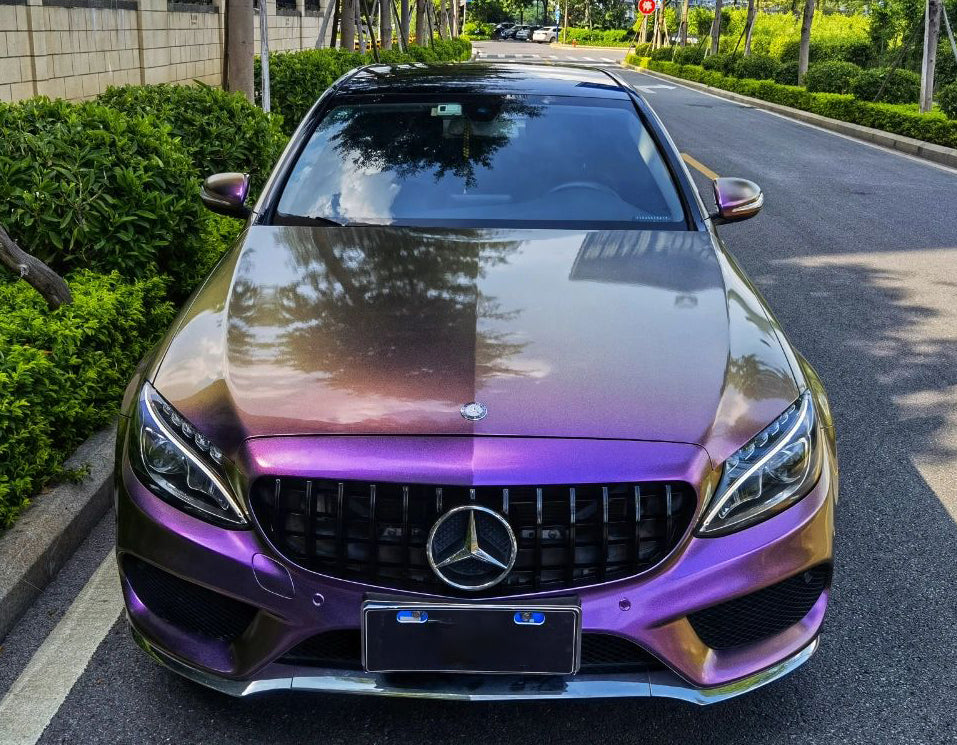 Mallcas™ Color Shift Glossy Glitter Gray Purple Vinyl Wrap (PET Liner)