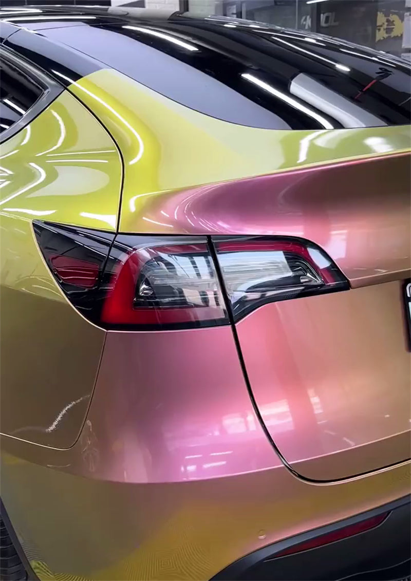Mallcas™ Glossy Color Shift Lemon Peach Vinyl Wrap (PET Liner)