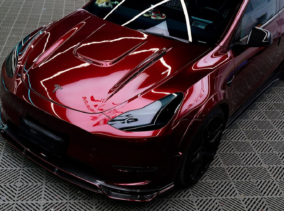 Mallcas™ Glossy Liquid Metallic Dragon Blood Red Vinyl Wrap (PET Liner)