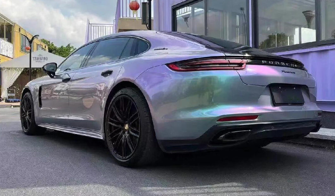Mallcas™ Glossy Dreamy Metallic Purple Green Vinyl Wrap (PET Liner)