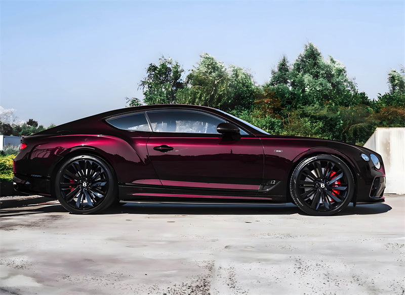 Mallcas™ Glossy Metallic Vitreous Black Red Vinyl Wrap (PET Liner)