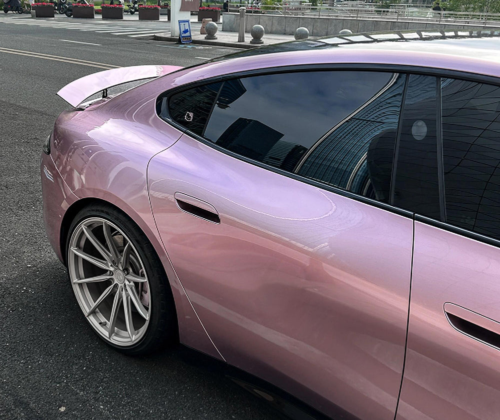 Mallcas™ Glossy Metallic Moisture Rose Pink Vinyl Wrap (PET Liner)