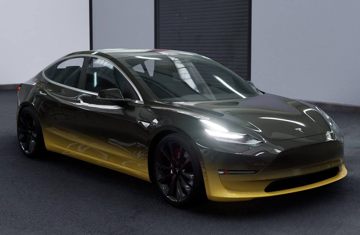 Mallcas™ Black to Yellow Custom Printed Vinyl Wrap