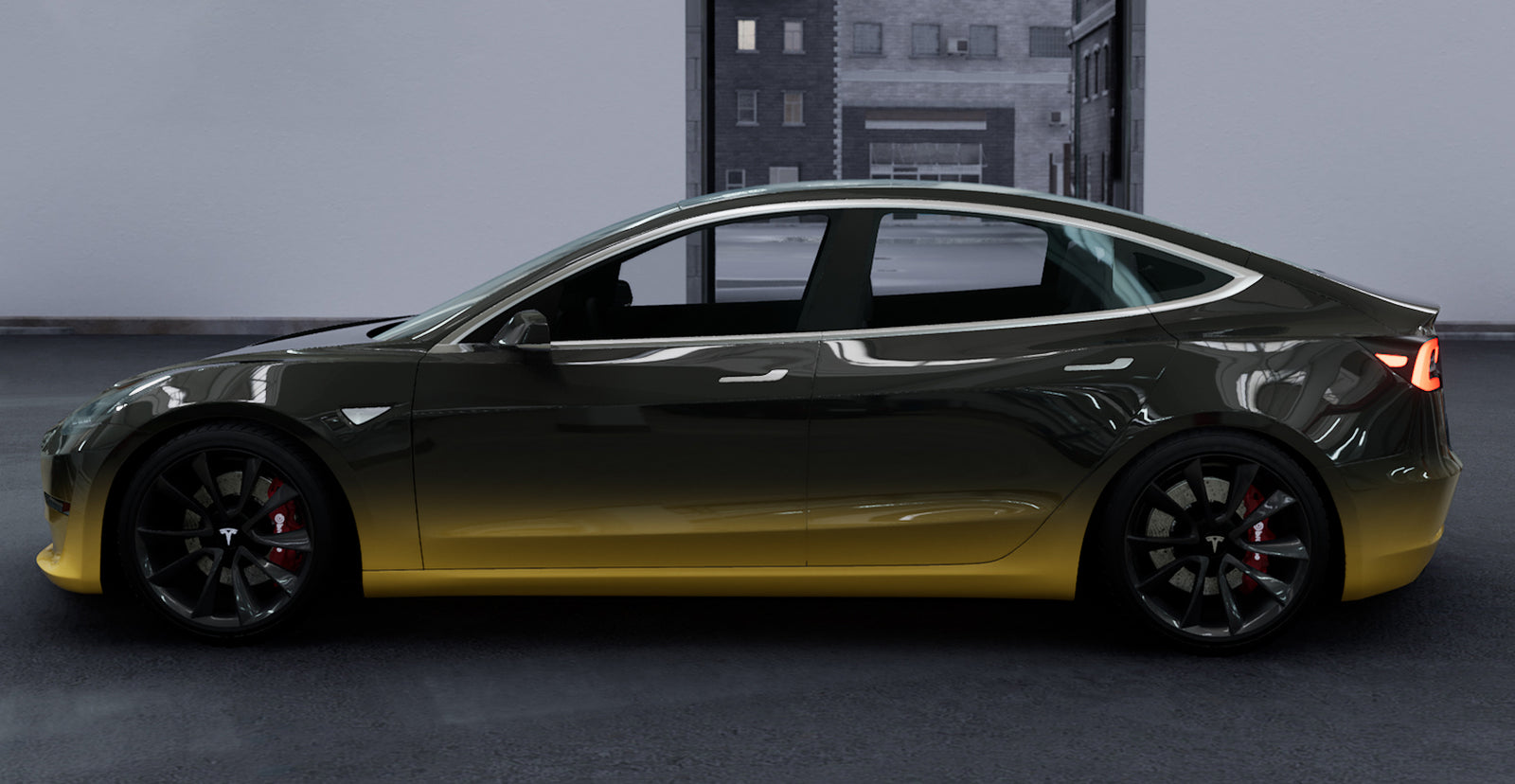 Mallcas™ Black to Yellow Custom Printed Vinyl Wrap