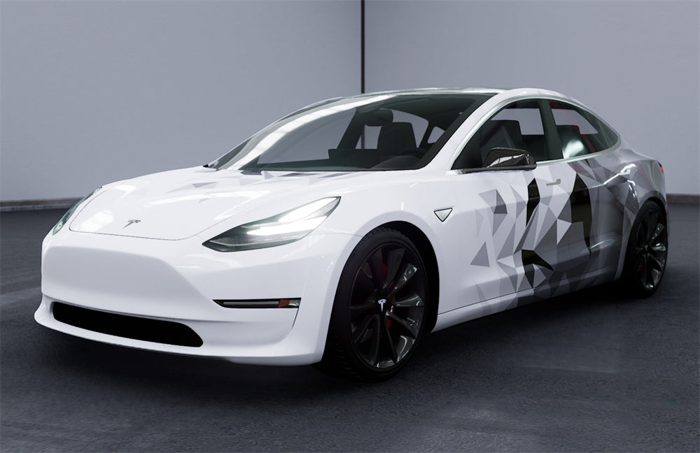 Mallcas™ White Grey Camouflage Custom Printed Vinyl Wrap