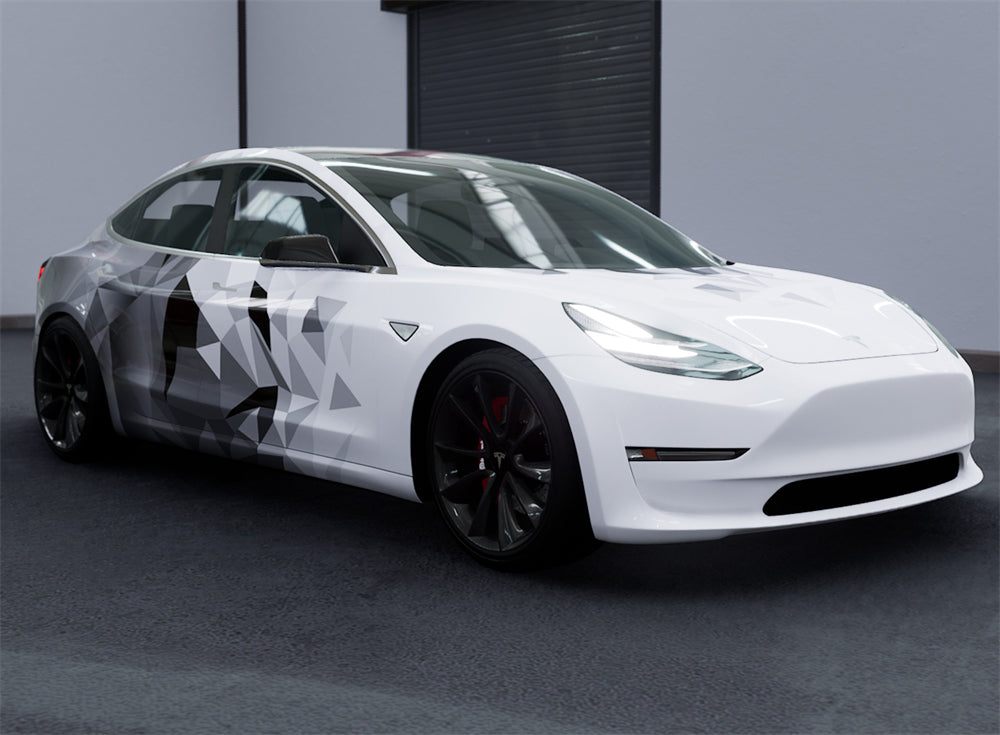 Mallcas™ White Grey Camouflage Custom Printed Vinyl Wrap
