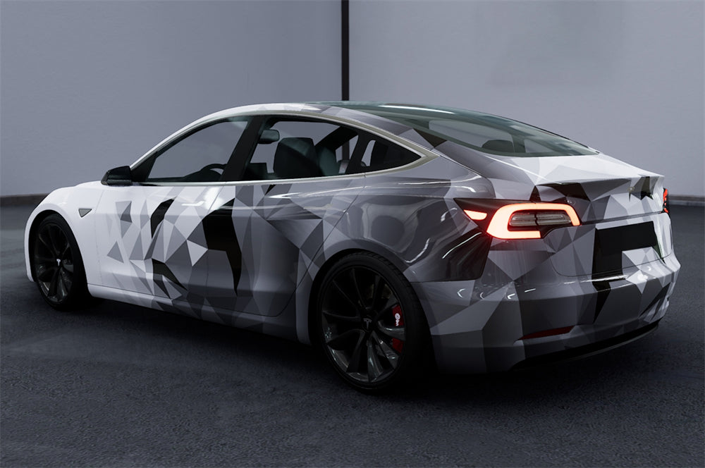 Mallcas™ White Grey Camouflage Custom Printed Vinyl Wrap