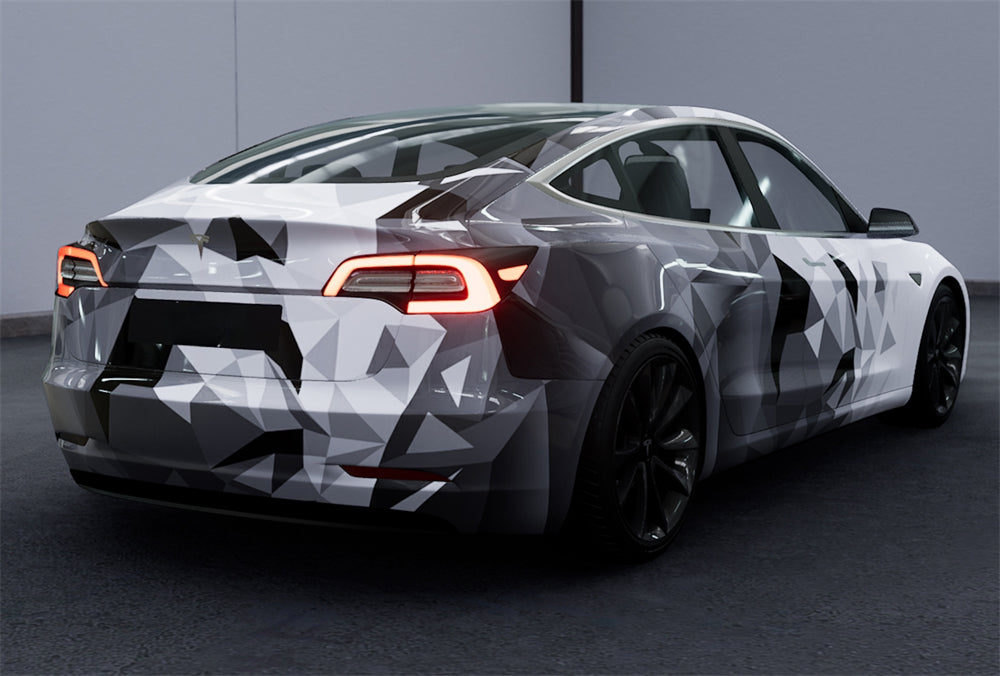 Mallcas™ White Grey Camouflage Custom Printed Vinyl Wrap