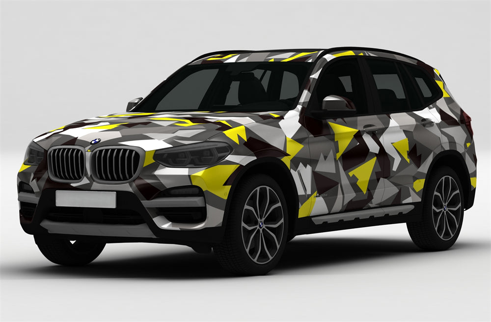 Mallcas™  Black Yellow Grey Camouflage Custom Printed Vinyl Wrap