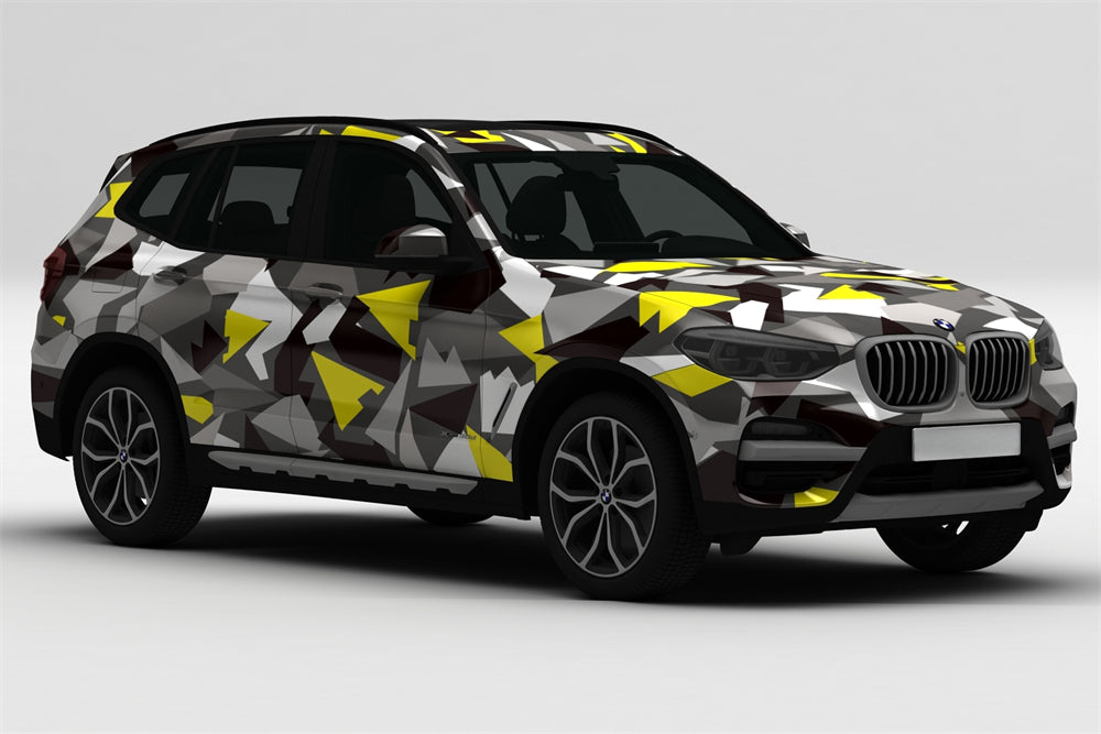 Mallcas™  Black Yellow Grey Camouflage Custom Printed Vinyl Wrap