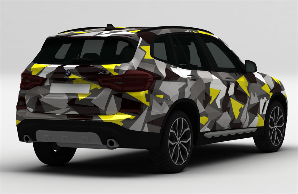 Mallcas™  Black Yellow Grey Camouflage Custom Printed Vinyl Wrap