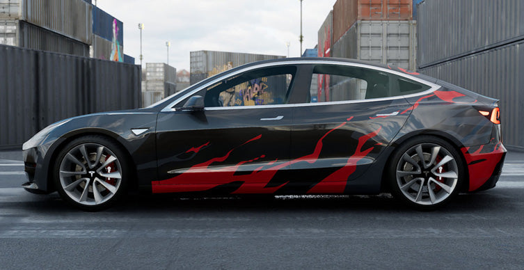 Mallcas™ Black Red Ink Splash Custom Printed Vinyl Wrap