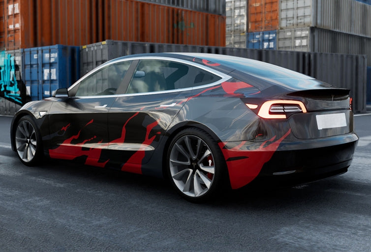 Mallcas™ Black Red Ink Splash Custom Printed Vinyl Wrap